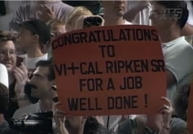 SportsCenter - 25 years ago, Cal Ripken Jr. played in his 2,131st  consecutive game, breaking Lou Gehrig's MLB record. Iron Man.