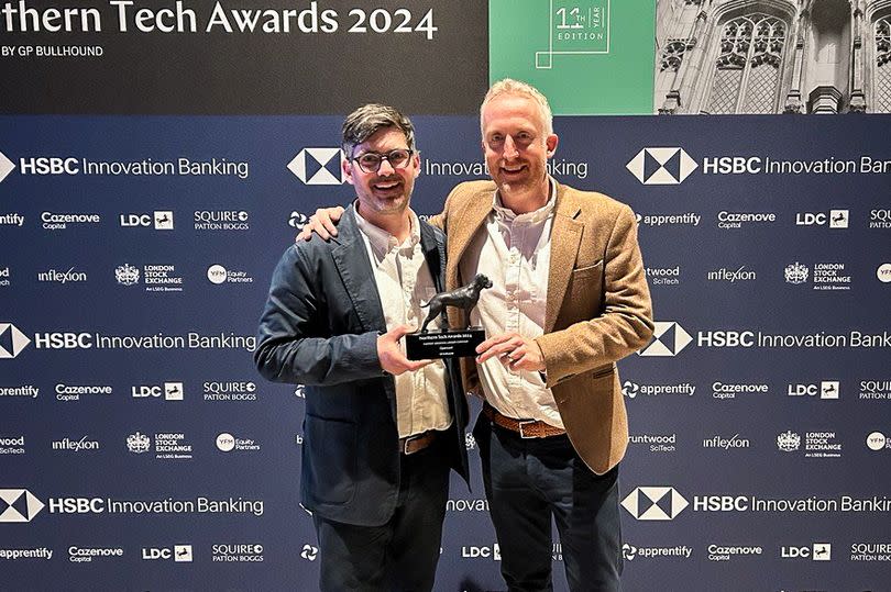 Award-winning: James Hodgson and Tom Lawson of Opencast with the Northern Tech Award.