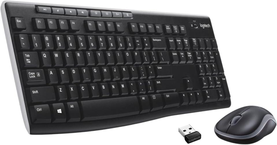 black wireless keyboard with matching mouse