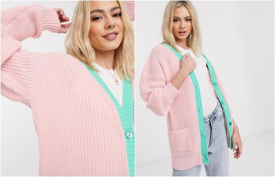  Daisy Street oversized cardigan in pastel knit