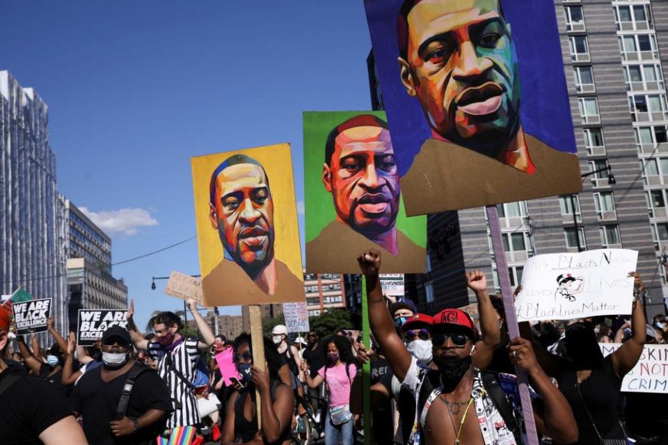 Demonstrators in Brooklyn protest against the death of George Floyd, in June.