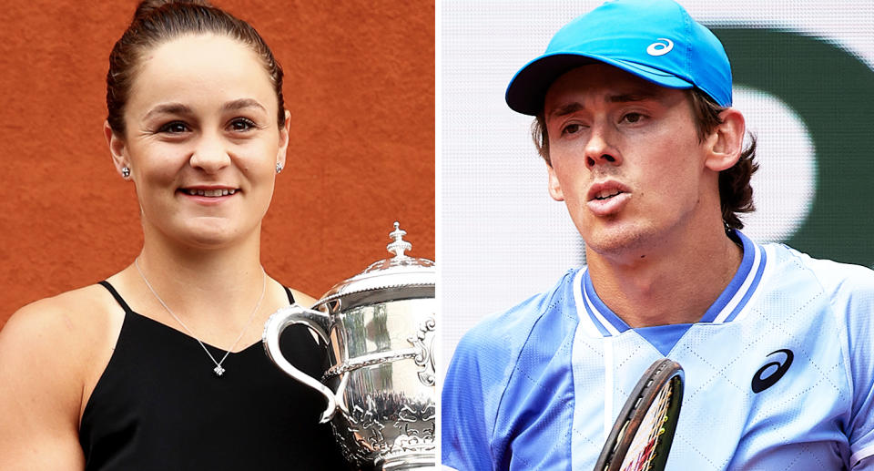 Ash Barty and Alex de Minaur at the French Open.