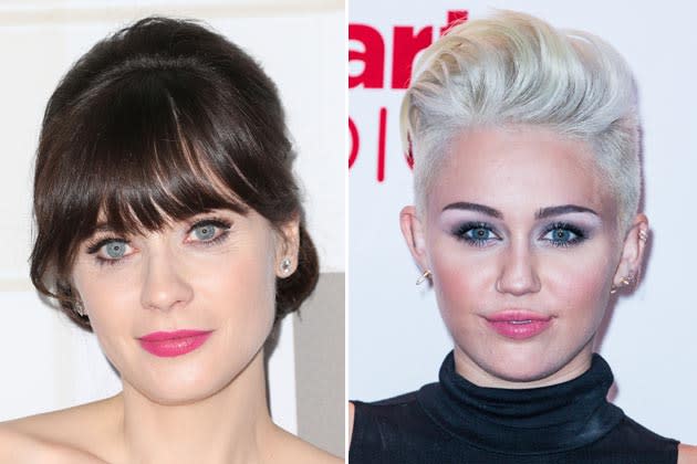 Zooey Deschanel (l.) und Miley Cyrus haben Kulleraugen (Bilder: Getty Images)