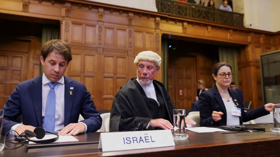 British jurist Malcolm Shaw and Yaron Wax at the International Court of Justice (ICJ), in The Hague, Netherlands on May 24. - Johanna Geron/Reuters