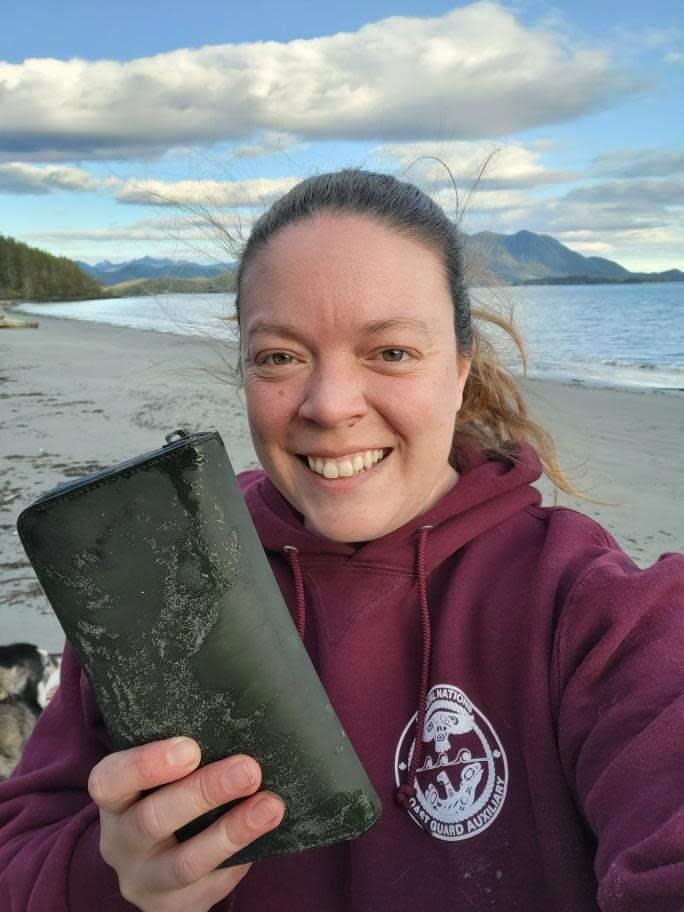 Marcie Callewaert found her wallet on the beach in February 2024, after losing it in the ocean in June 2023.  (Marcie Callewaert - image credit)
