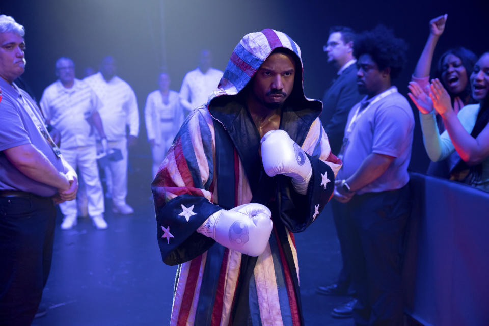 This image released by MGM shows Michael B. Jordan as Adonis Creed in a scene from "Creed III." (Eli Ade/MGM via AP)