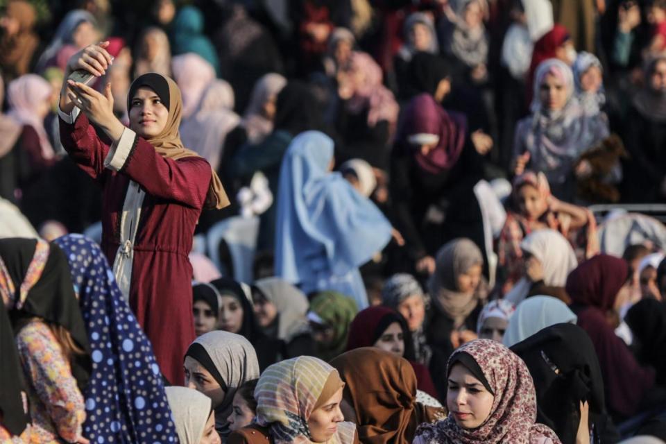 Palestinians celebrate Eid-al-Adha in Gaza City (EPA)