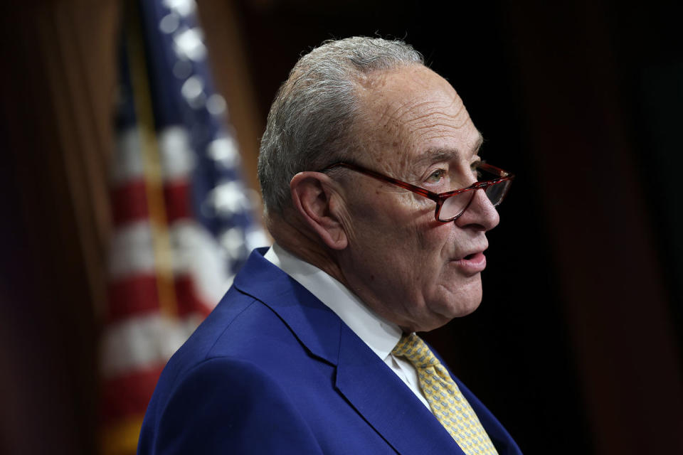 Sen. Chuck Schumer (D-NY) Holds News Conference Discussing The National Security Supplemental Bill (Kevin Dietsch / Getty Images)