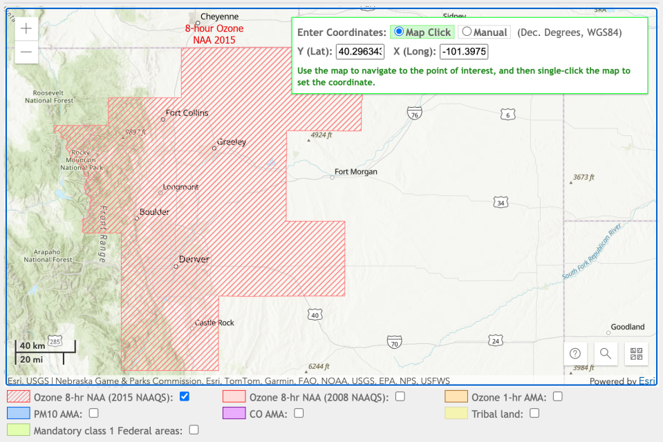 Current ozone nonattainment area, where Regulation 29 will be applied.