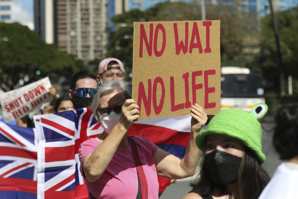 Image: Red Hill Bulk Fuel Storage Facility protest (Caleb Jones / AP file)