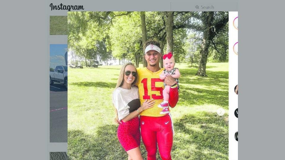 Kansas City Chiefs quarterback Patrick Mahomes and fiancee Brittany Matthews with their firstborn, Sterling Skye, in August. The baby will celebrate her first birthday in February.