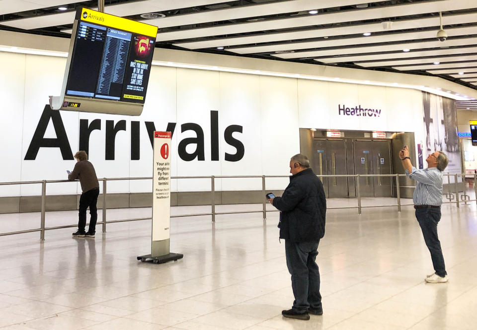 London's Heathrow Airport is seen deserted amid the ongoing COVID-19 pandemic (Photo: Ilya Dmitryachev via Getty Images)