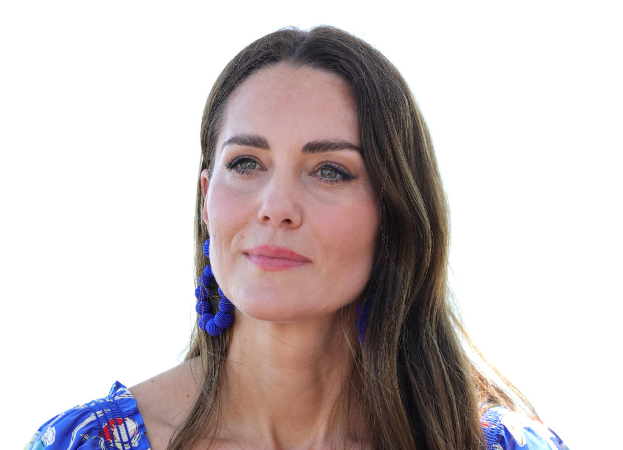 Catherine, Duchess of Cambridge – who has had bad morning sickness – during a traditional Garifuna festival on the second day of a Platinum Jubilee Royal Tour of the Caribbean on March 20, 2022 in Hopkins, Belize. The Duke and Duchess of Cambridge are visiting Belize, Jamaica and The Bahamas on their week long tour. (Getty Images)