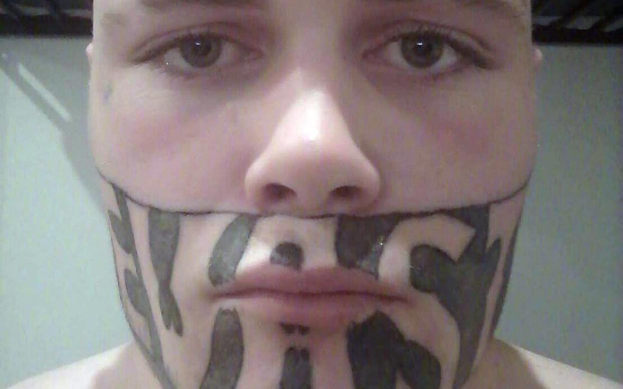 Mark Cropp says his DEVAST8 facial tattoo has stopped him from getting a job  - Caters News Agency