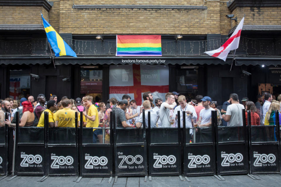 Revellers at a nightclub in London during Pride Week in 2018. 