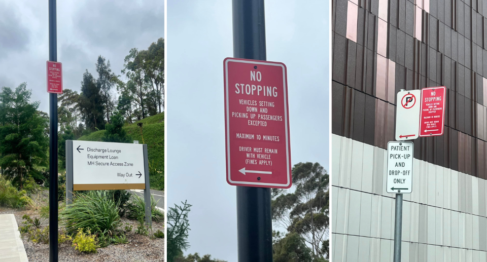 Parking signs outside Campbelltown Hospital in southwest Sydney.