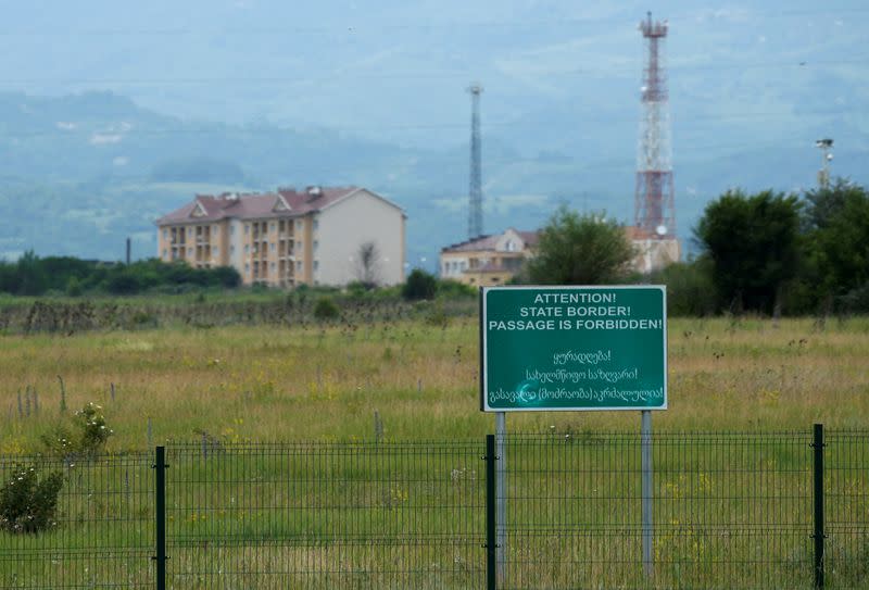 FILE PHOTO: A Russian military base is seen near the de facto border of Georgia's breakaway region of South Ossetia near Arbo, Georgia