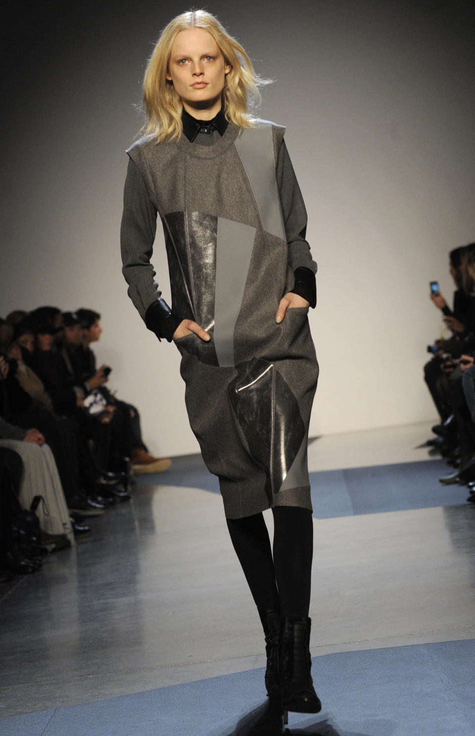 The Helmut Lang Fall 2013 collection is modeled during Fashion Week, Friday, Feb. 8, 2013, in New York. (AP Photo/Louis Lanzano)