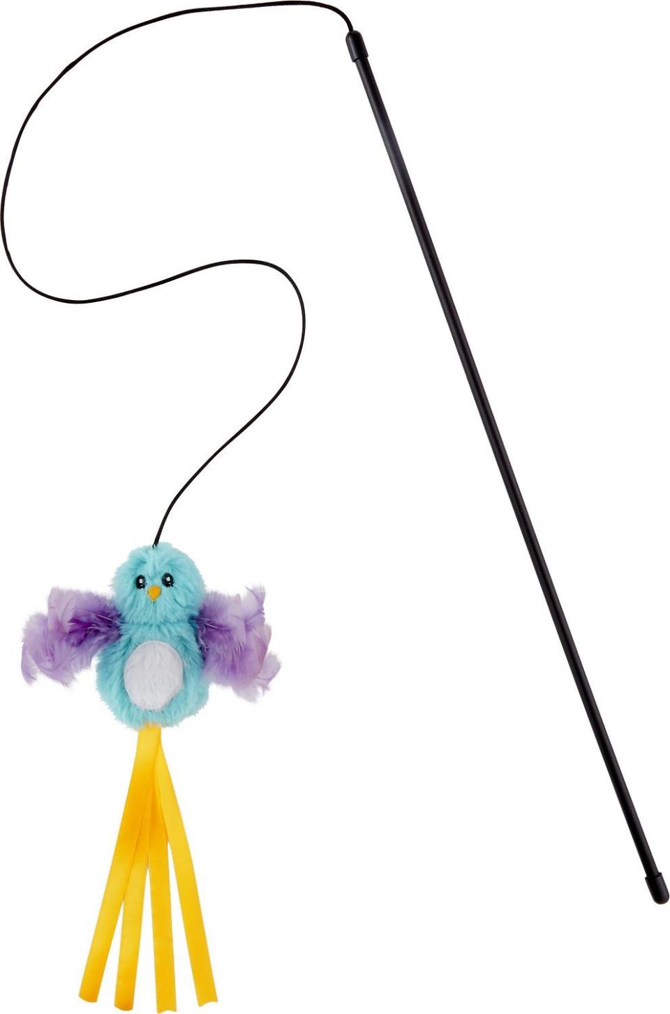 4) Bird Teaser with Feathers Cat Toy