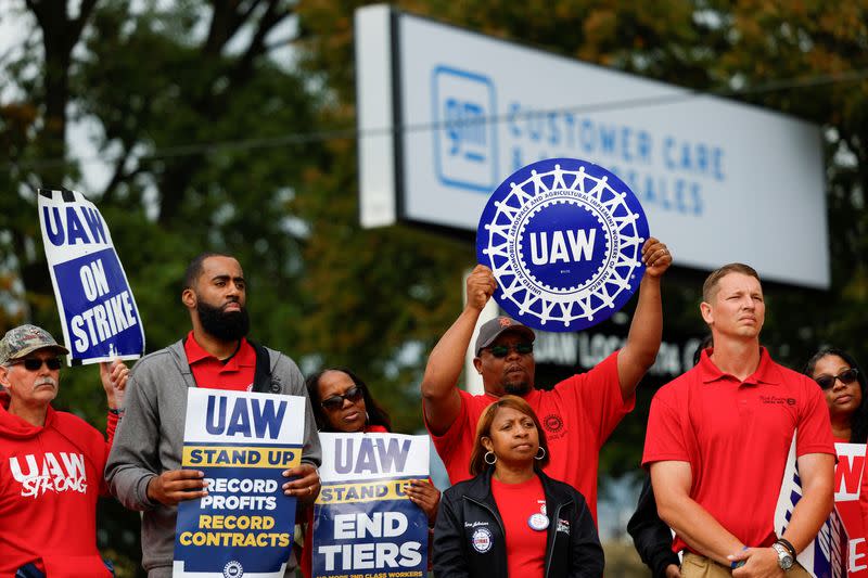 U.S. President Joe Biden joins United Auto Workers picket line in Bellville, Michigan