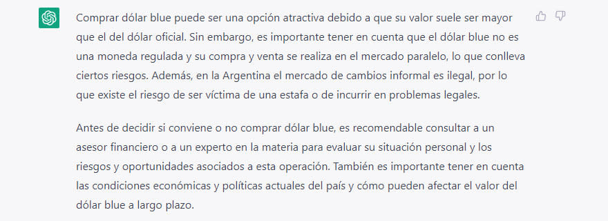 La simple interfaz de ChatGPT. La IA responde solo con texto plano.