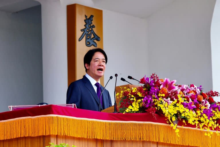 El presidente de Taiwán, Lai Ching-te, ofrece un discurso durante una ceremonia en una academia militar en Kaohsiung, en el sur de la isla, el 16 de junio de 2024 (Sam Yeh)