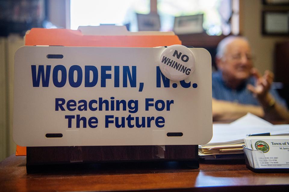 Woodfin Mayor Jerry VeHaun in his office July 6, 2023.