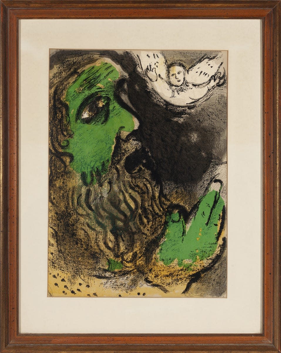 "Job in Prayer" by Marc Chagall, lithograph on paper (1960)