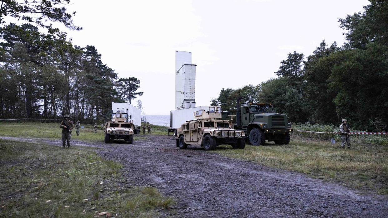 230920 n pi330 1179 ronne, denmark september 20, 2023 seabees, assigned to naval mobile construction battalion 133 nmcb 133, test two containerized sm 6 missile launchers in ronne, denmark, september 20, 2023 us naval forces europe africaus 6th fleet conducts the full spectrum of joint and naval operations, often in concert with allied and interagency partners, in order to advance us national interests and security and stability in europe and africa us navy photo by mass communication specialist 2nd class andrew waters