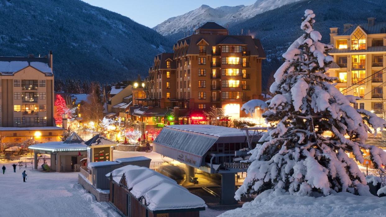 Winter, Snow, Town, Mountain village, Mountain, Ski resort, Hill station, Evening, Tourism, Alps, 