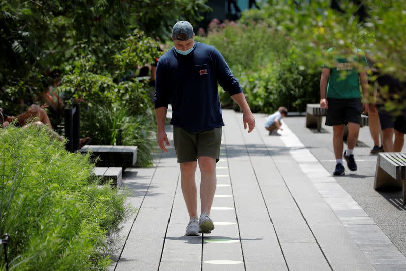 Elevated High Line Park re-opens following the outbreak of the coronavirus disease (COVID-19) in New York City