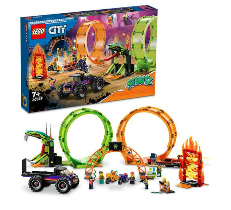 The LEGO City Stunz Arena set and box on a white background