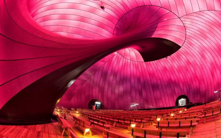 A view of the world's first inflatable concert hall in the disaster-hit northeastern coast town of Matsushima, on September 21, 2013