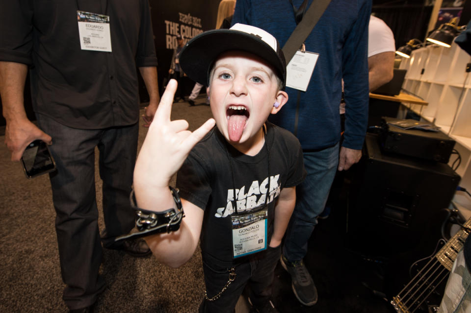 Gonzalo Foster, the 8-year-old metal fanatic and drummer, in line for Geezer Butler