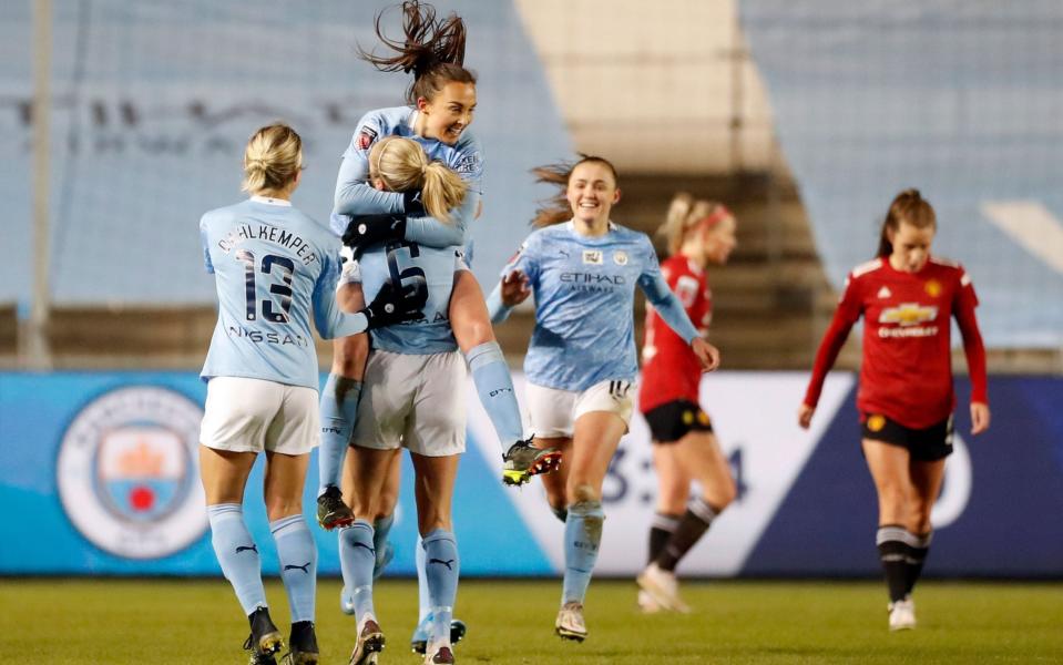 Caroline Weir celebrating the goal of the season - Reuters