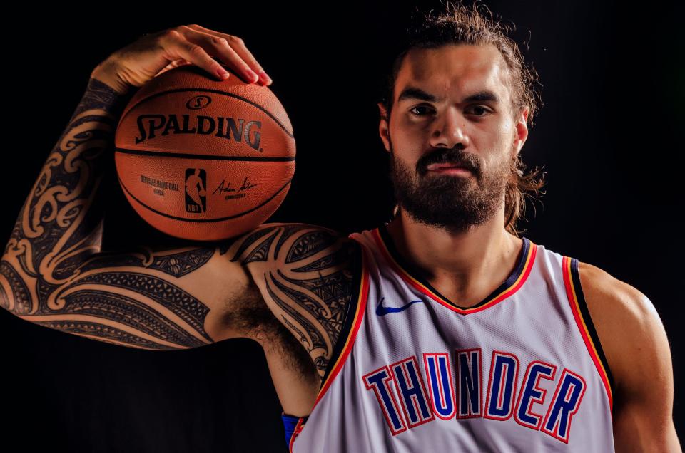 Steven Adams ranks fourth among Thunder players in win shares, according to Basketball Reference, and he ranks third all-time in rebounds, blocks and steals.