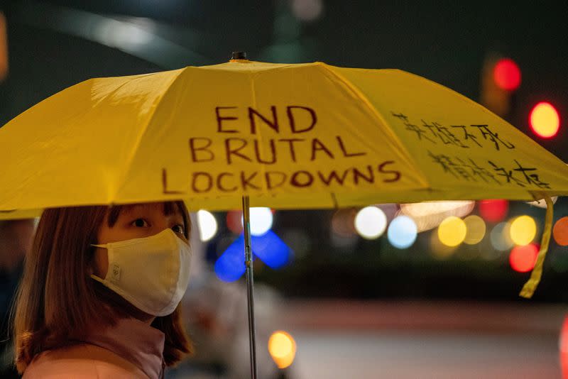 FILE PHOTO: Anti-Chinese government protests, amid China’s Zero Covid policy in New York