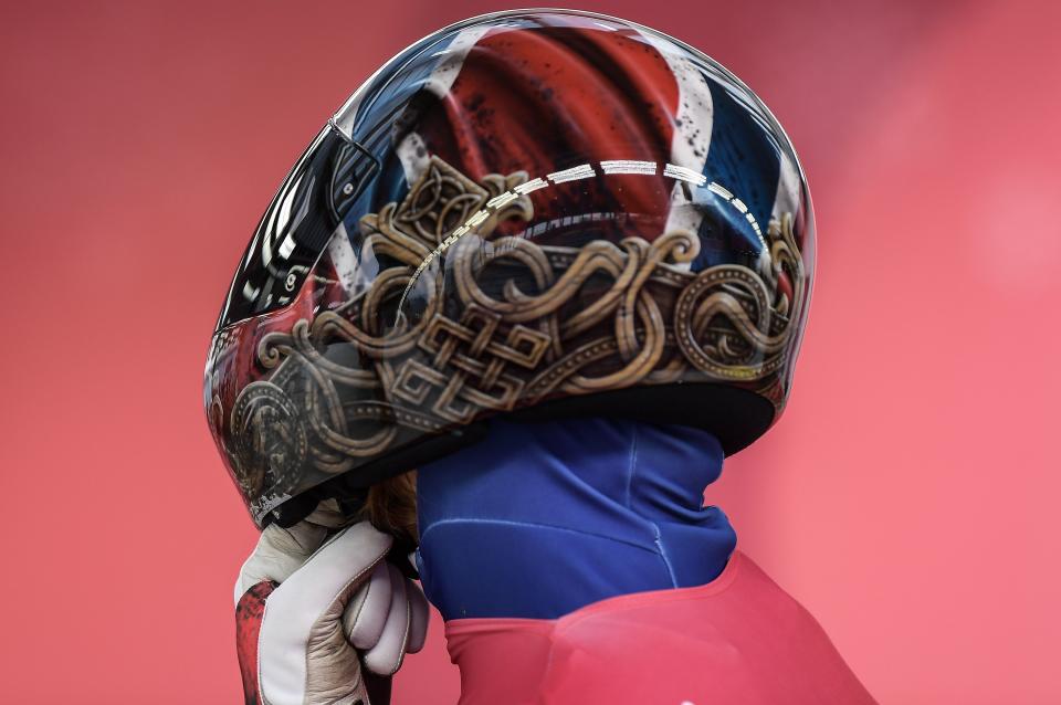 Norway’s Alexander Henning Hanssen in the men’s skeleton at the 2018 Winter Olympics in PyeongChang, South Korea. (Getty)