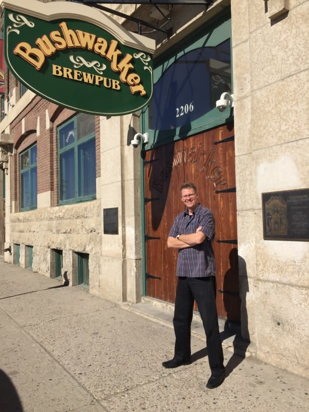 Grant Frew, bar manager of Bushwakker Brewing in Regina, says there are many unanswered questions on how businesses should enforce the province's proof-of-vaccination program, which will be implemented on Oct. 1. (Sheila Coles - image credit)