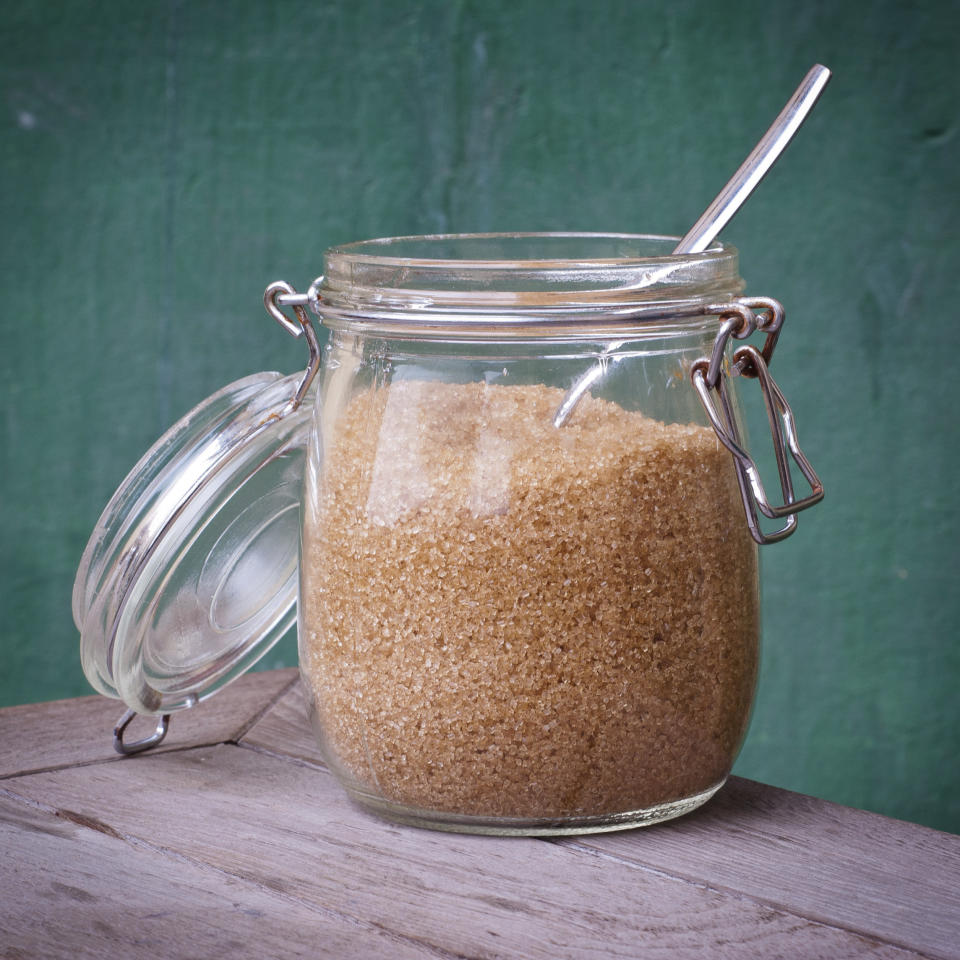 Put your brown sugar in a ceramic jar with a few marshmallows on top to stop it clumping. 