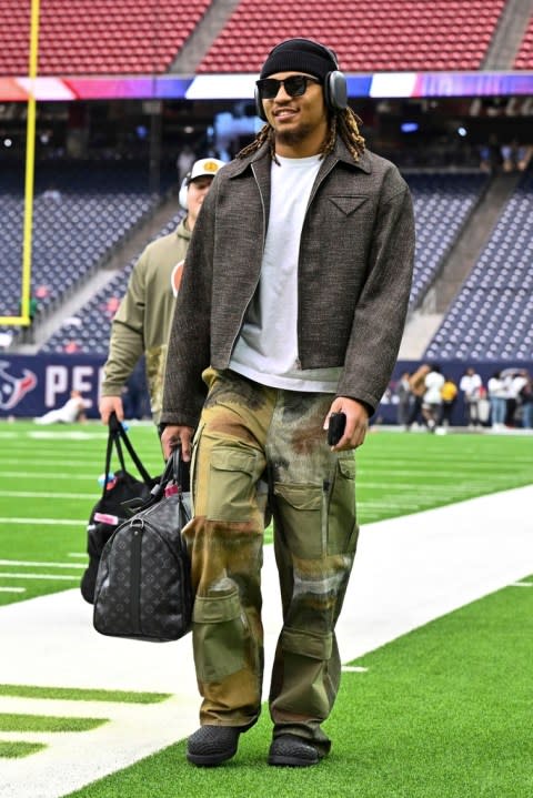 Cleveland Browns safety Ronnie Hickman arrives prior to an NFL wild-card playoff football game, Saturday, Jan 13, 2024, in Houston. (AP Photo/Maria Lysaker)