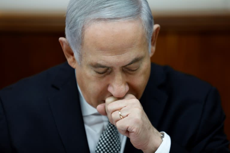 Israeli Prime Minister Benjamin Netanyahu chairs the weekly cabinet meeting in Jerusalem on February 25, 2018