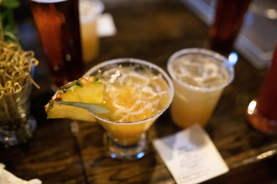 Alcoholic beverages are prepared for guests during the grand opening of Casa Grande Margaritas and Cocina on Wednesday, March 3, 2021.