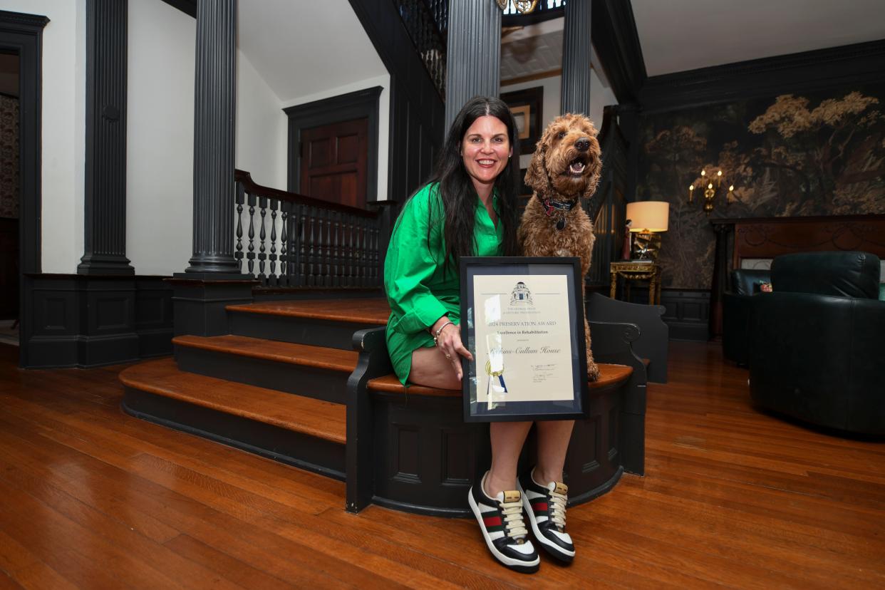 Owner Christy Beckham poses for a portrait inside the Perkins-Cullum House at 510 Greene Street on Wednesday, May 1, 2024. The Perkins-Cullum House was among those in Augusta to win The Georgia Trust for Historic Preservation 2024 Preservation Award.