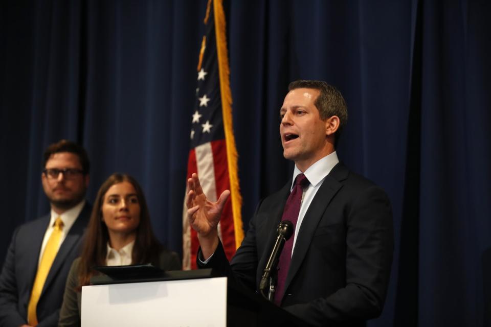 <div class="inline-image__caption"><p>Suspended Florida State Attorney Andrew Warren holds a press conference discussing his lawsuit against Governor Ron DeSantis on Aug. 17, 2022 in Tampa, Florida.</p></div> <div class="inline-image__credit">Octavio Jones/Getty Images</div>