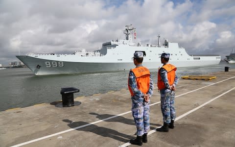 Ships carrying Chinese military personnel depart from Guangdong Province of China en route to Djibouti - Credit: Visual China Group