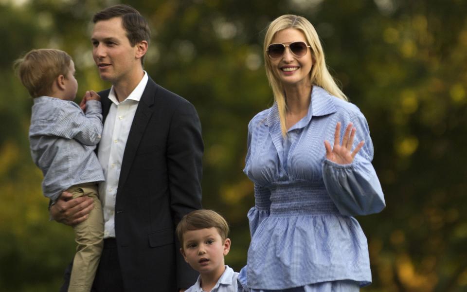 Ivanke Trump with her husband, Jared Kushner, and their sons Theodore and Joseph - AFP