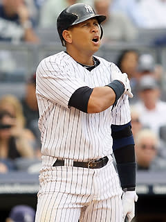 Pictured here in a Sept. 21 game against Tampa Bay, Alex Rodriguez recently received treatment on his left shoulder in Germany