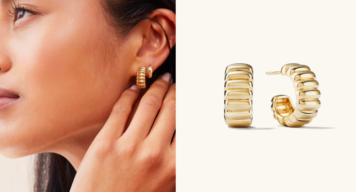 We styled Mejuri's Charlotte Bold Hoops for spring. Images via Mejuri.