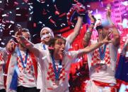 Soccer Football - World Cup - The Croatia team return from the World Cup in Russia - Zagreb, Croatia - July 16, 2018 Croatia's Luka Modric during celebrations REUTERS/Antonio Bronic